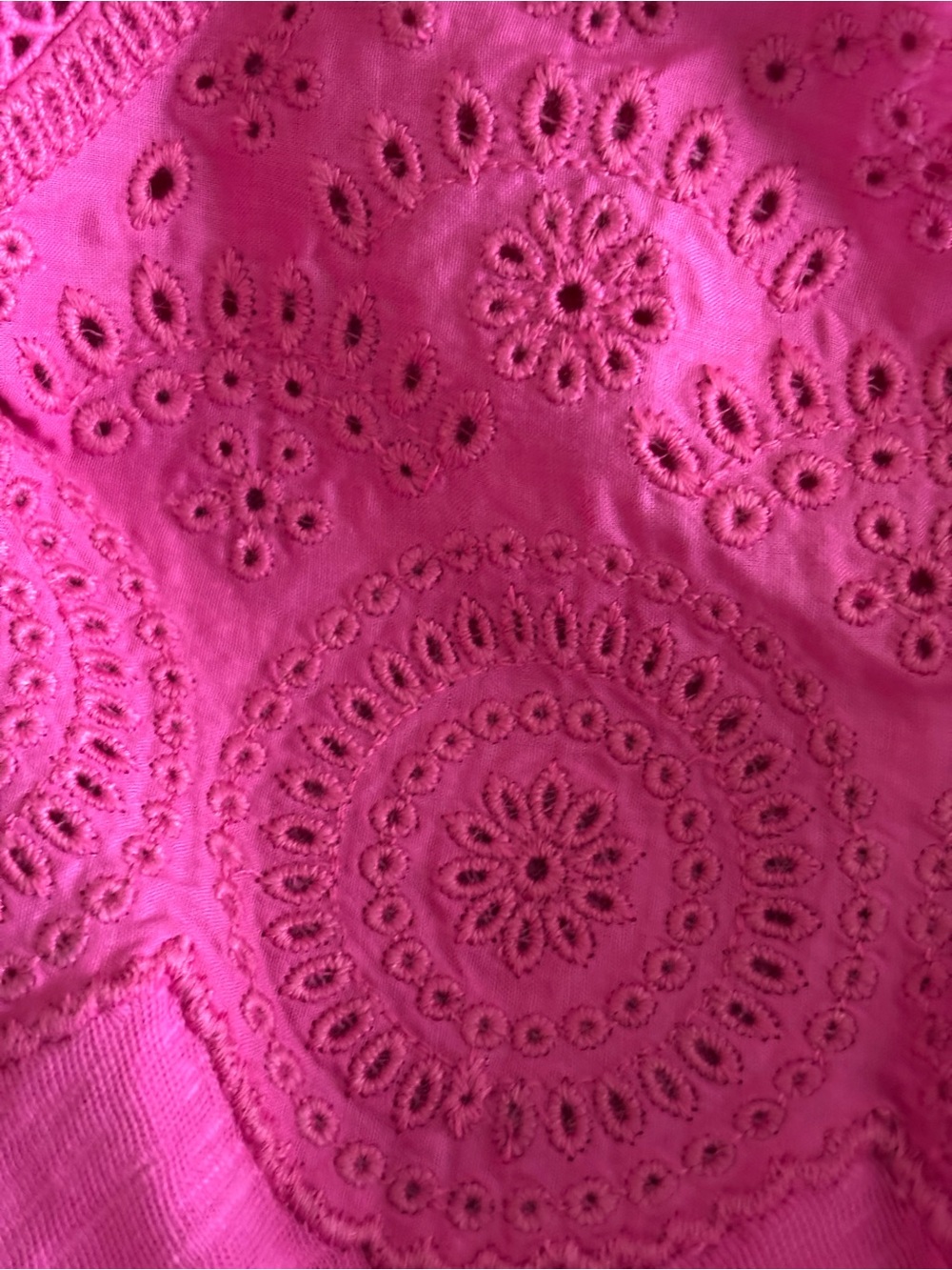 Talbots Bright Pink Tie-Waist Lace Yoke Women's Dress - Picture 2 of 7